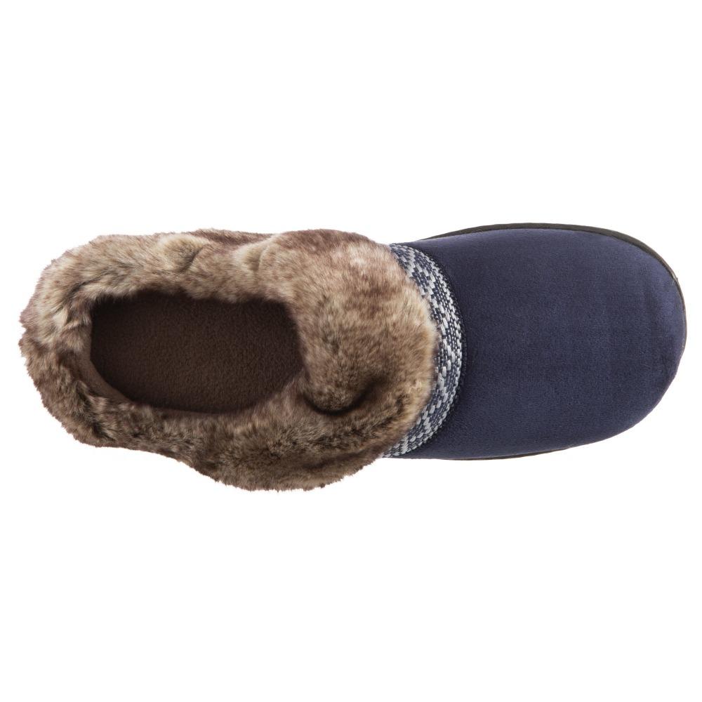 Women's Basil Microsuede Hoodback Slippers Navy Blue Inside Top View