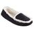Women's Microsuede Alex Moccasin Slippers in Black Right Angled View