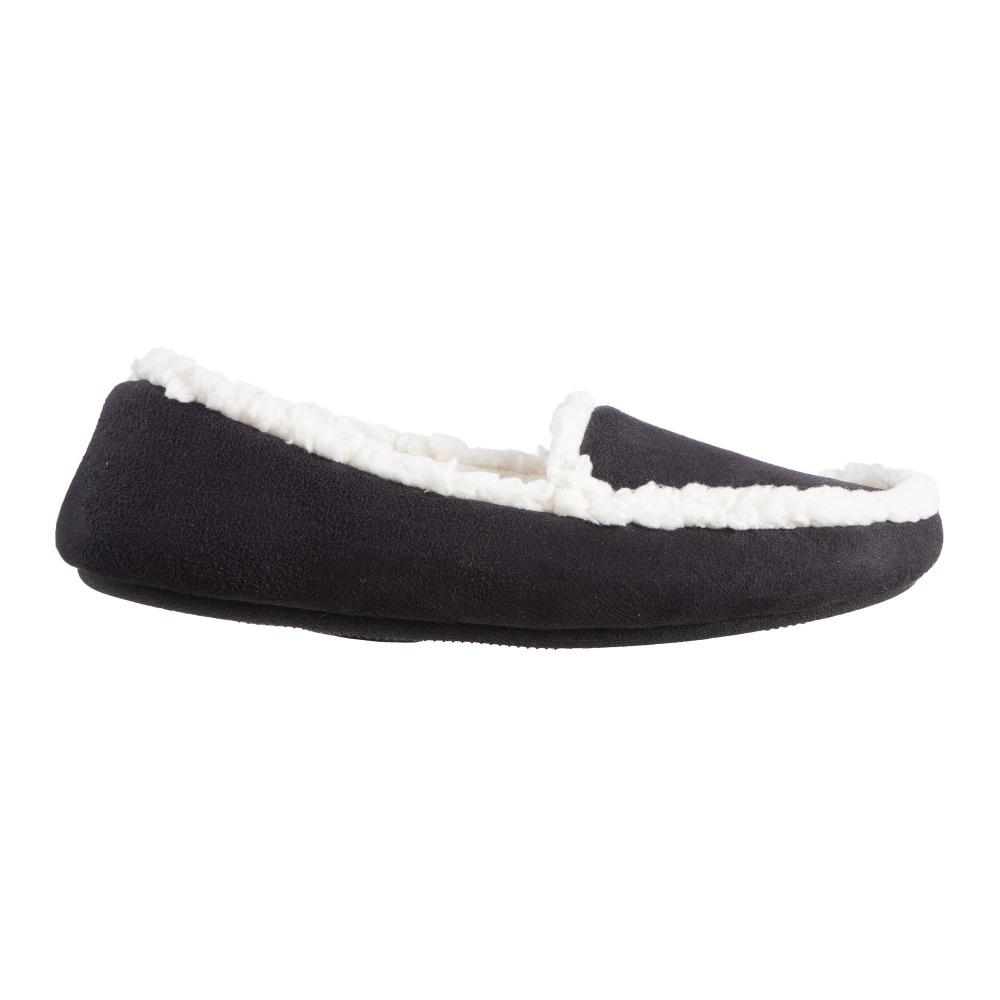 Women's Microsuede Alex Moccasin Slippers in Black Profile