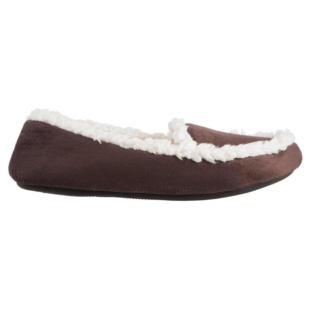 Women's Microsuede Alex Moccasin Slippers in Dark Chocolate Profile
