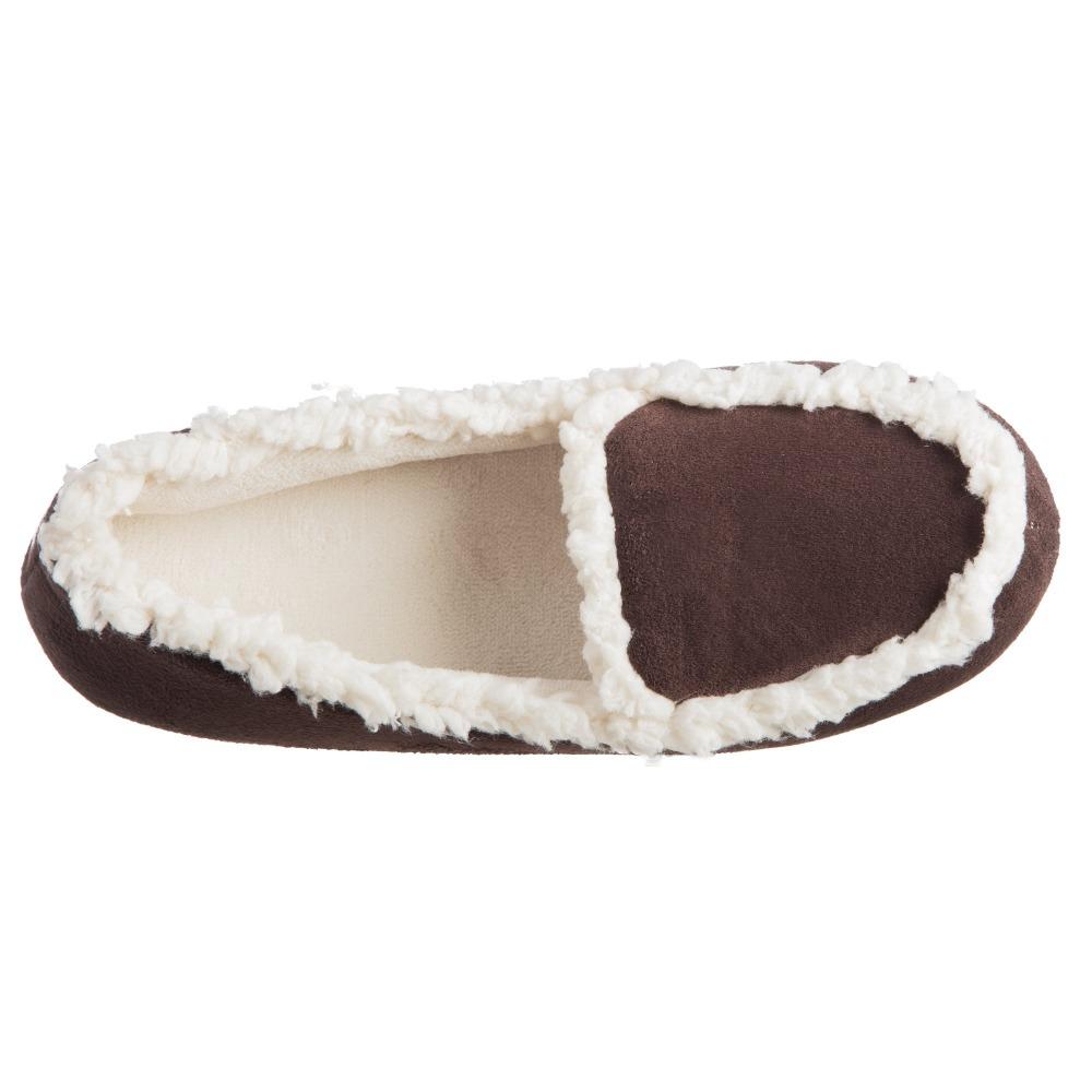 Women's Microsuede Alex Moccasin Slippers in Dark Chocolate Inside Top View