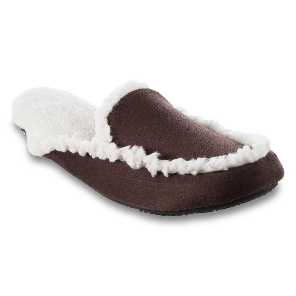 Women's Alex Microsuede Scuff Slippers in Dark Chocolate Right Angled View