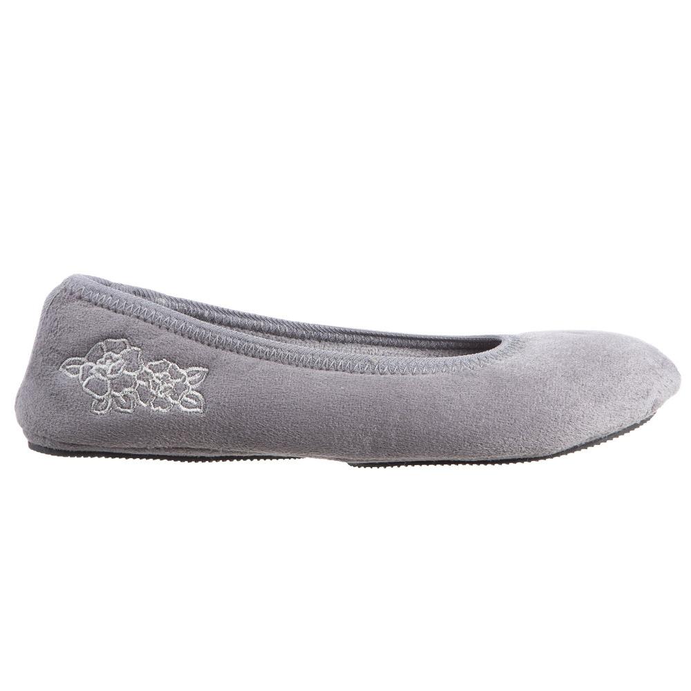 Women's Embroidered Brianna Ballerina Slippers in Ash Profile