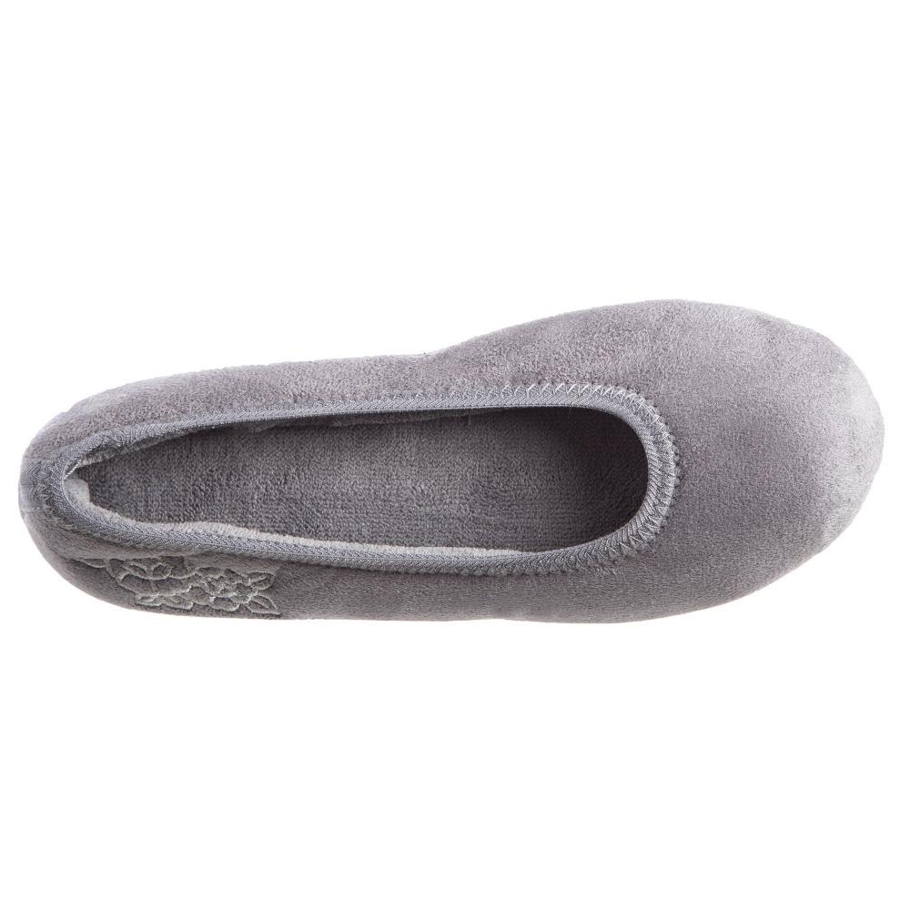 Women's Embroidered Brianna Ballerina Slippers in Ash Inside Top View