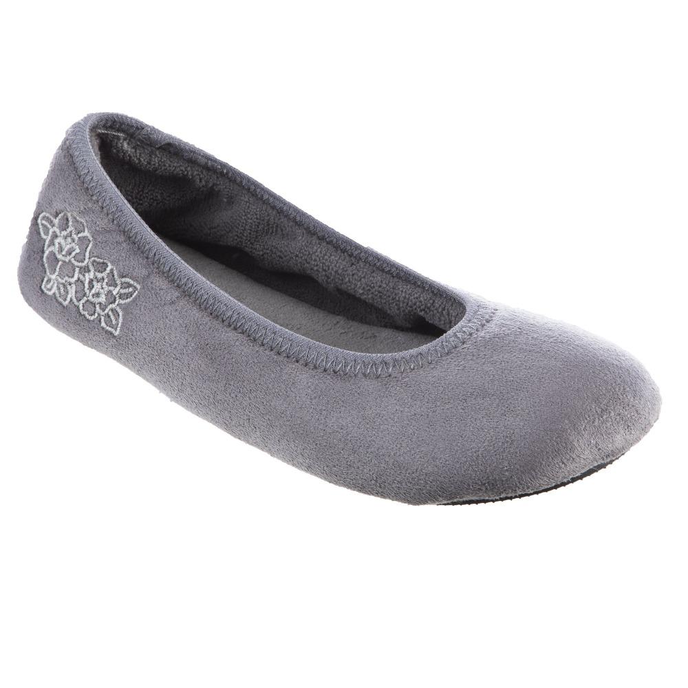 Women's Embroidered Brianna Ballerina Slippers in Ash Right Angled View