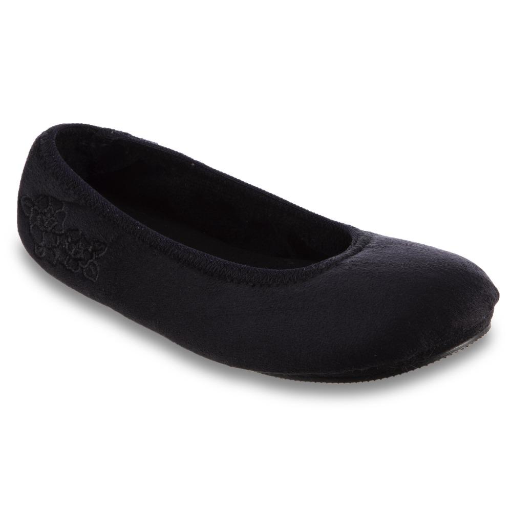 Women's Embroidered Brianna Ballerina Slippers in Black Right Angled View