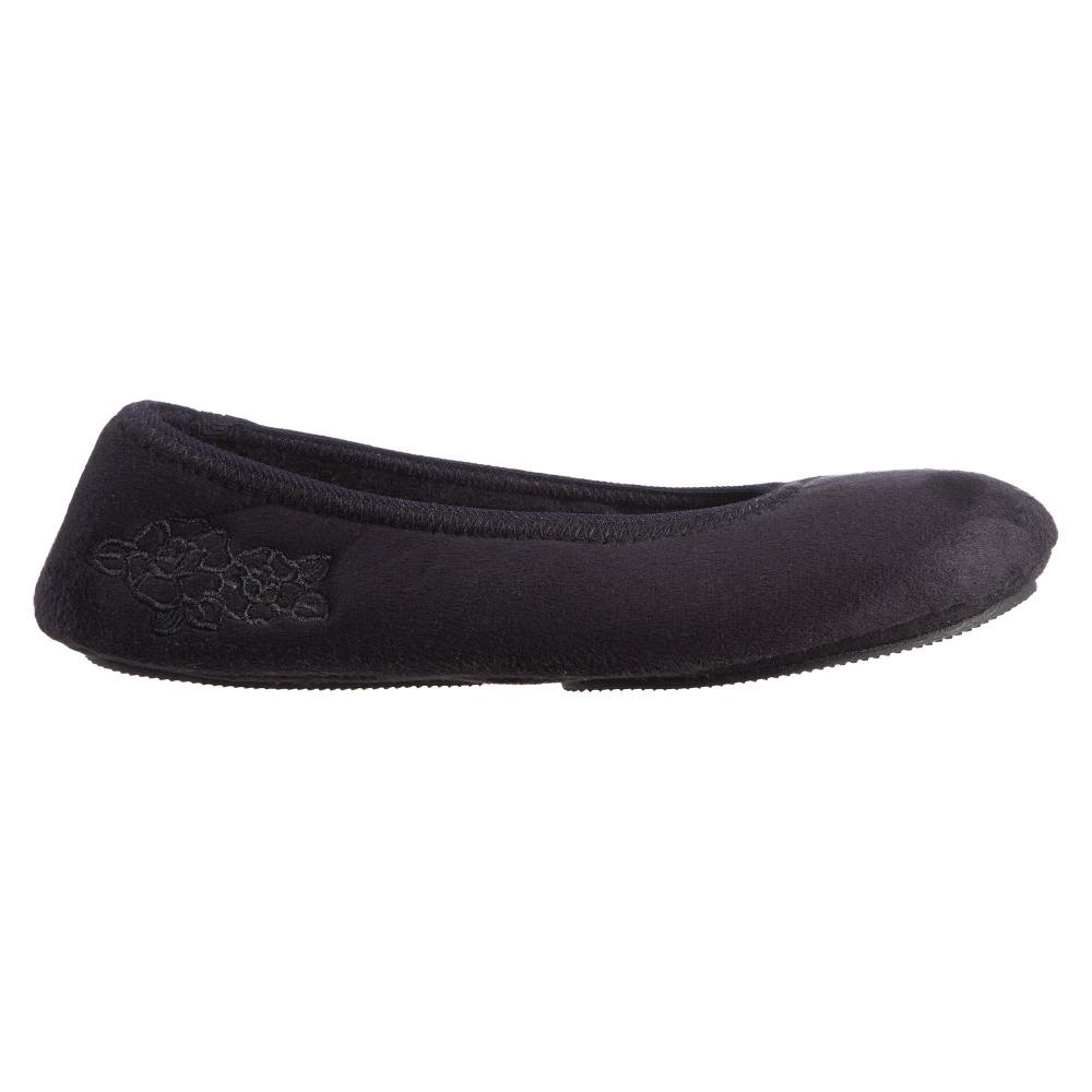 Women's Embroidered Brianna Ballerina Slippers in Black Profile