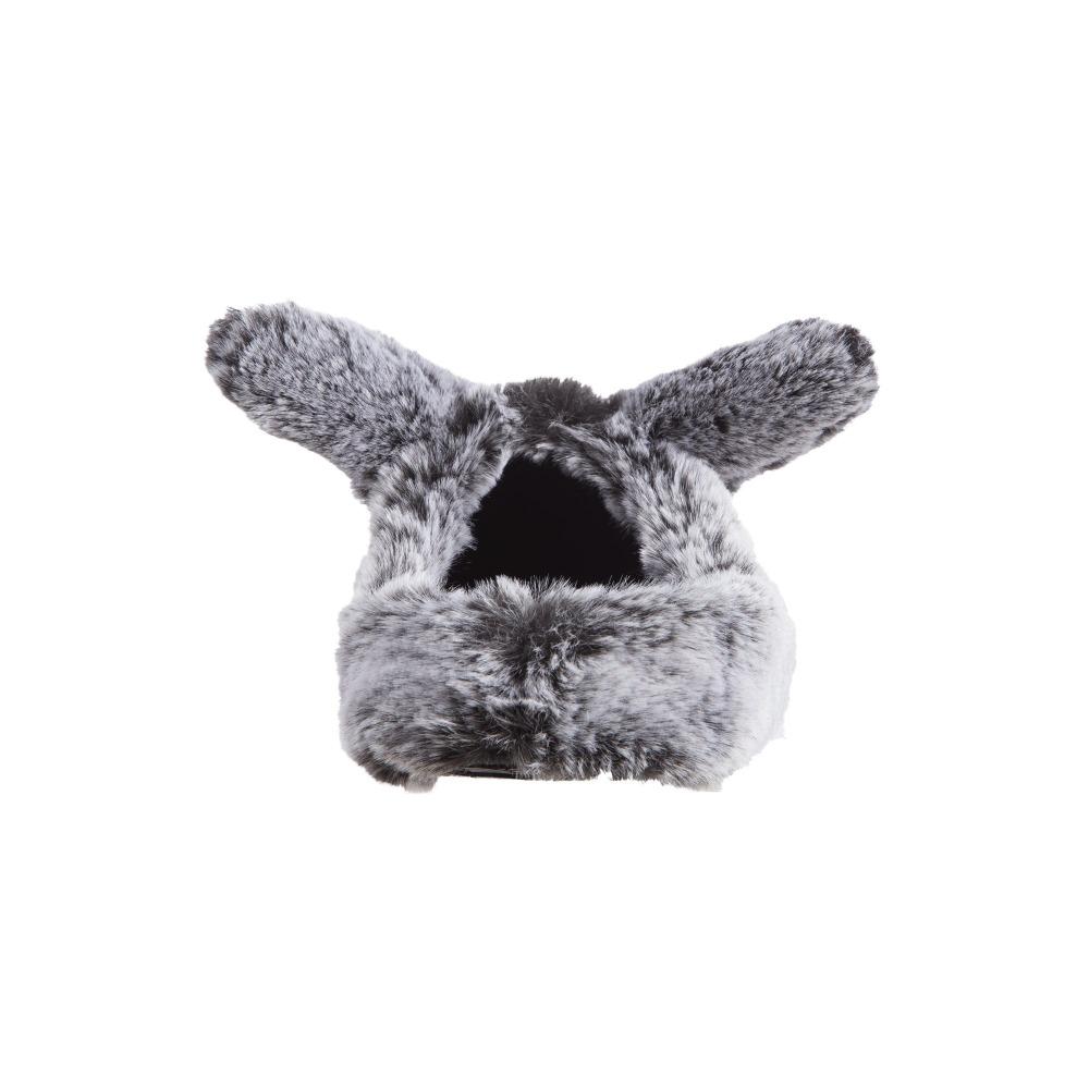 Women's Faux Fur Fey Novelty Hoodback Slippers in Black Bunny Ears Back Heel