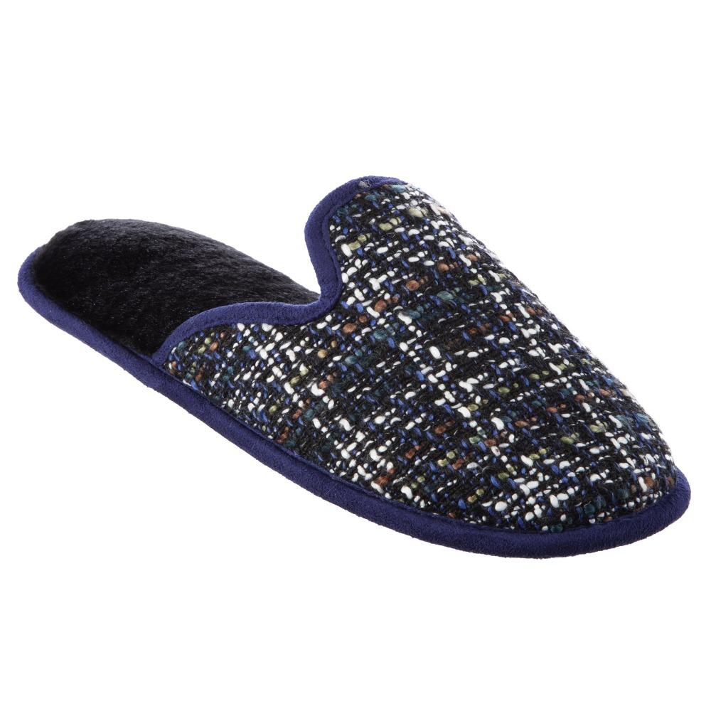 Women's Tweed Kaitlyn Scuff Slippers in Steele Blue Right Angle View