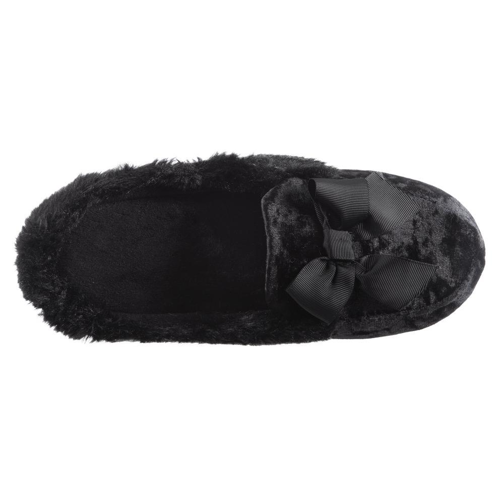 Women's Iridescent Velour Krista Hoodback Slippers Black Inside Top View