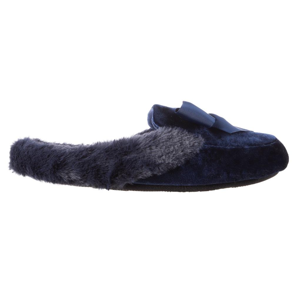 Women's Iridescent Velour Krista Hoodback Slippers in Navy Blue Profile