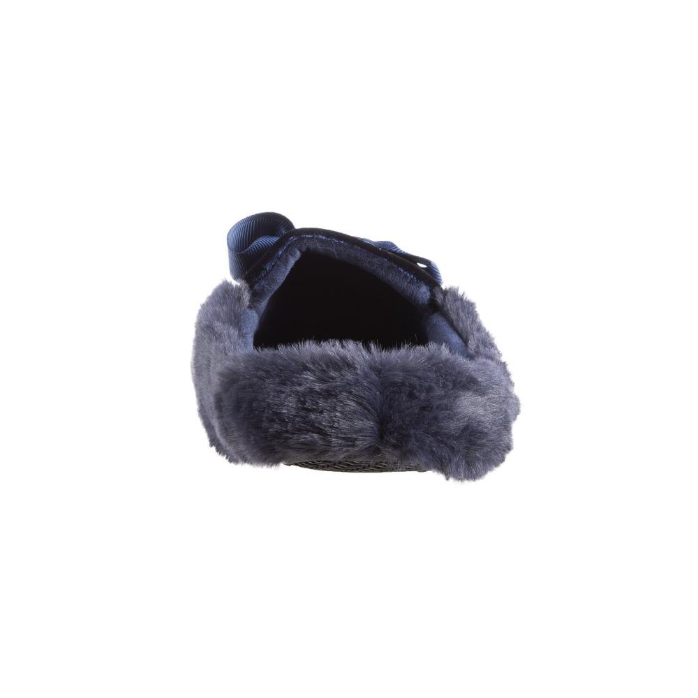 Women's Iridescent Velour Krista Hoodback Slippers in Navy Blue Back Heel