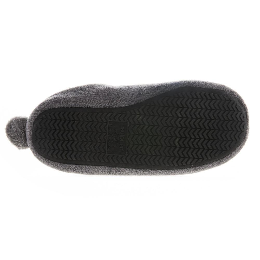 Women's Microterry Critter Hoodback Slippers in Ash Bottom Sole Tread