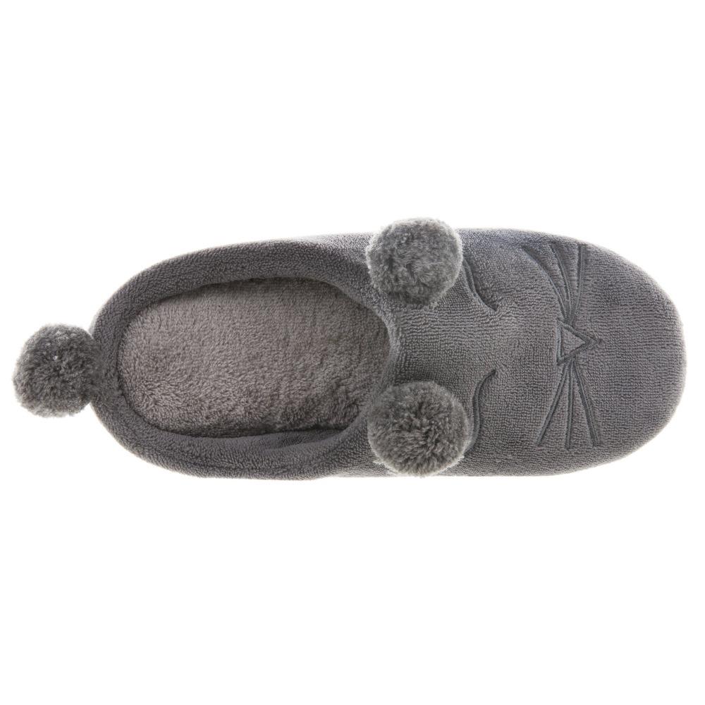 Women's Microterry Critter Hoodback Slippers in Ash Inside Top View