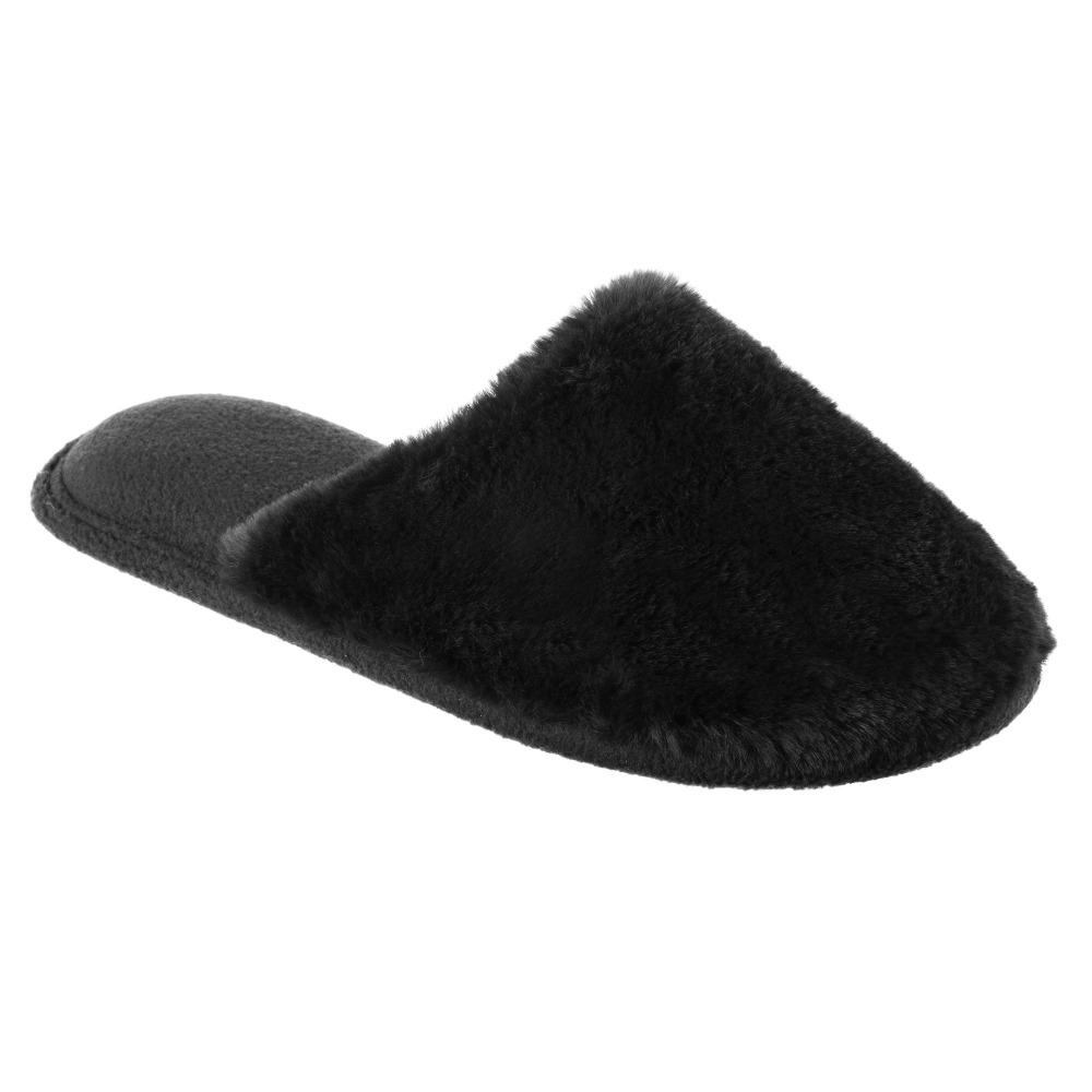 Women's Faux Fur Laurel Clog Slippers in Black Right Angled View