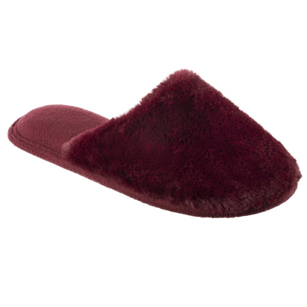 Women's Faux Fur Laurel Clog Slippers in Henna (Maroon) Right Angled View