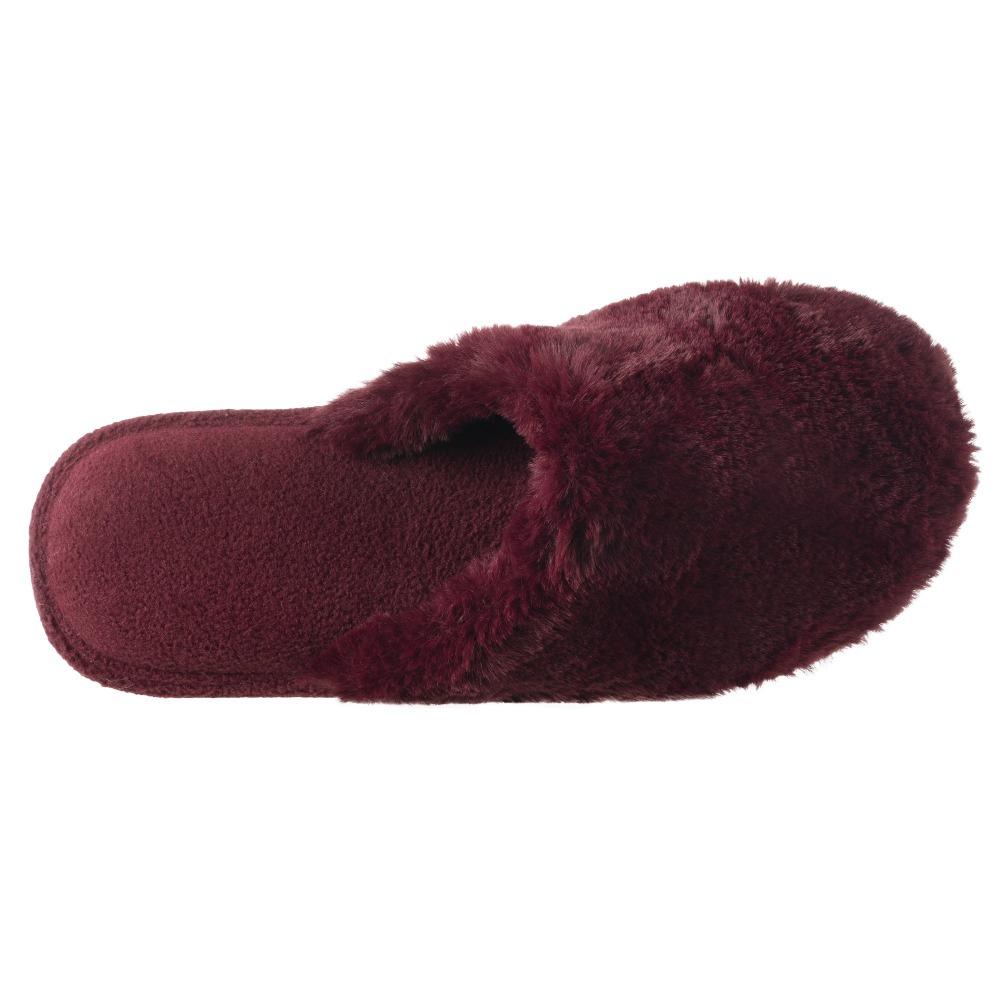 Women's Faux Fur Laurel Clog Slippers in Henna (Maroon) Inside Top View