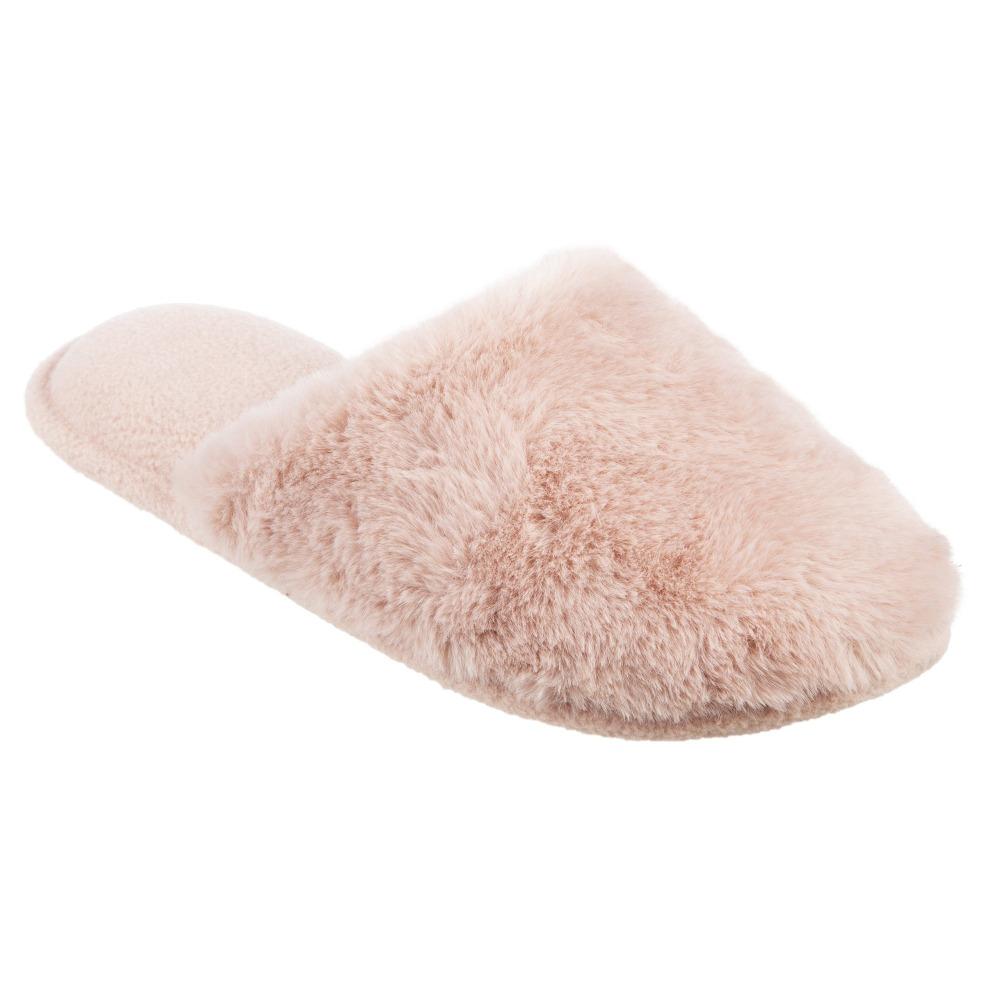 Women's Faux Fur Laurel Clog Slippers in Pale Pink Right Angled View