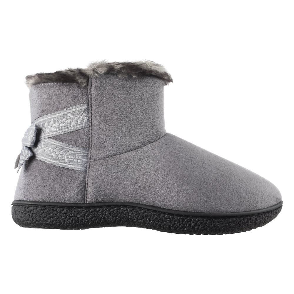 Women's Microsuede Addie Boot Slippers with Bow in Ash Profile