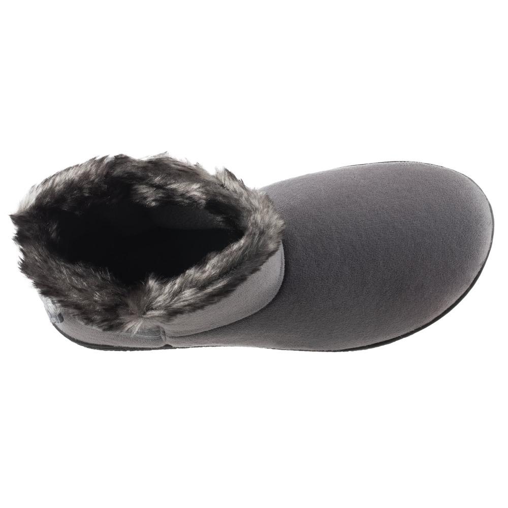 Women's Microsuede Addie Boot Slippers with Bow in Ash Inside Top View