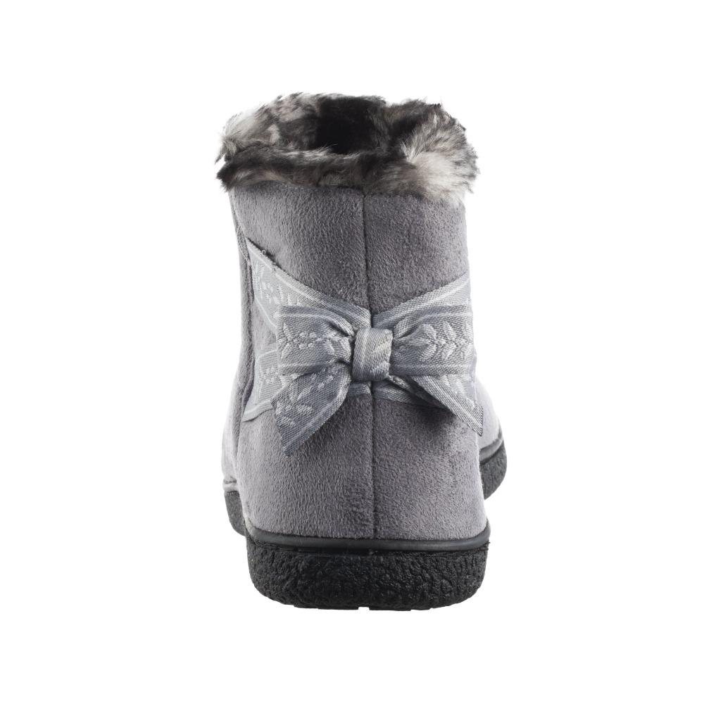 Women's Microsuede Addie Boot Slippers with Bow in Ash Back Heel