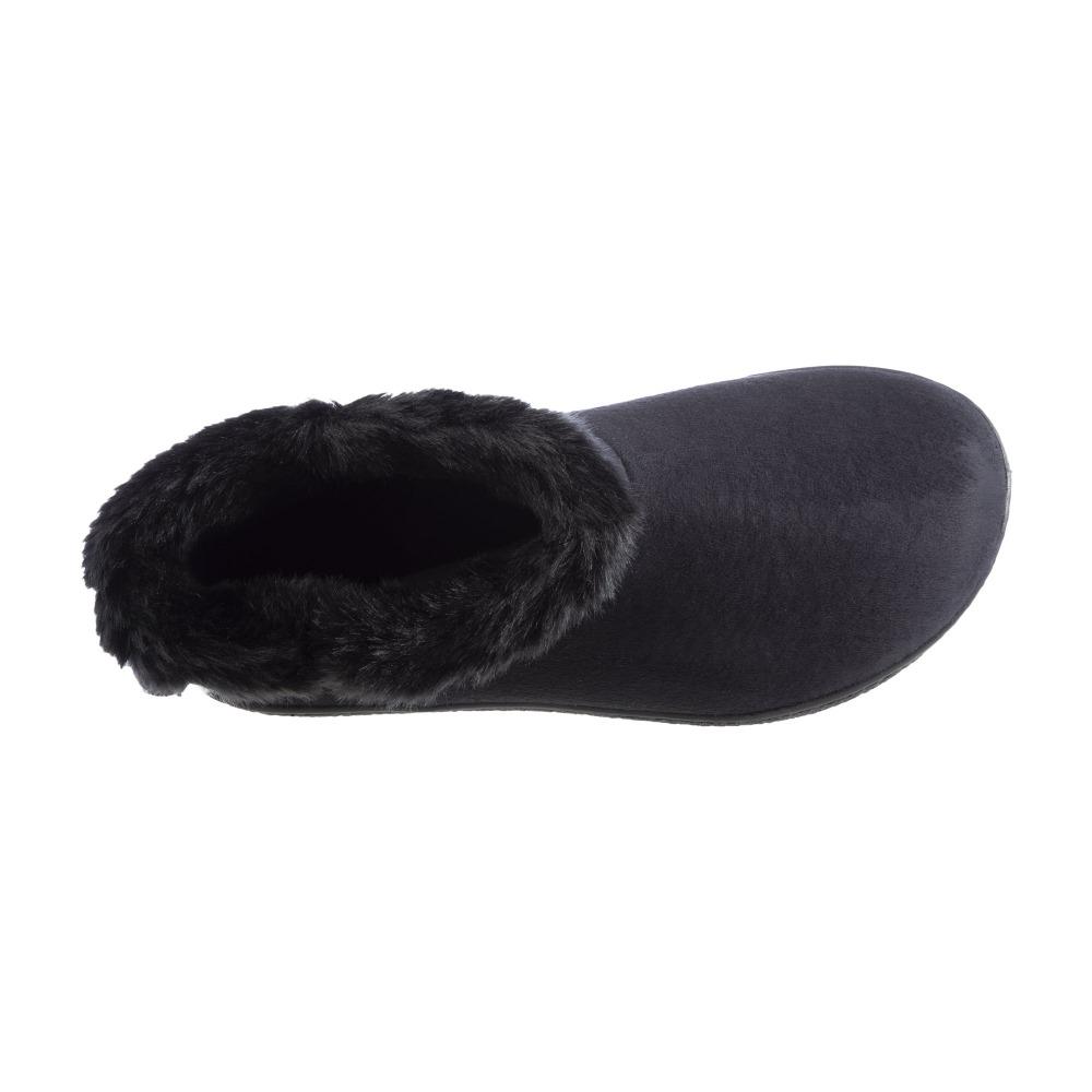 Women's Microsuede Addie Boot Slippers with Bow in Black Inside Top View