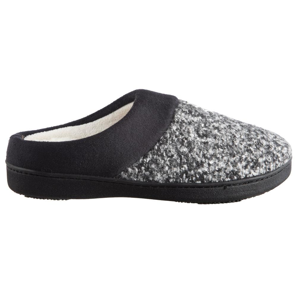Women's Heathered Knit Jessie Hoodback Slippers Dark Charcoal Heathered Profile