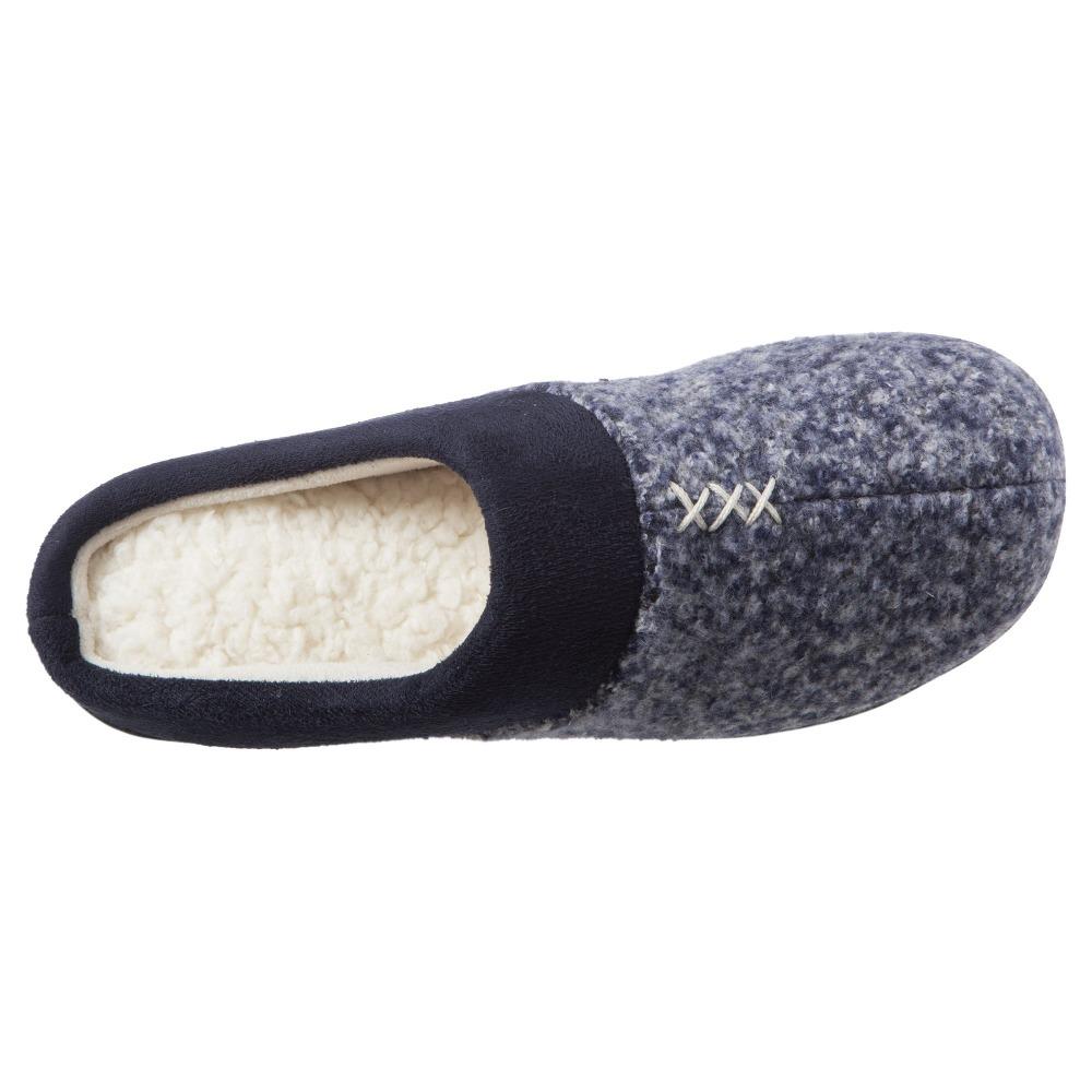 Women's Heathered Knit Jessie Hoodback Slippers Navy Blue Inside Top View