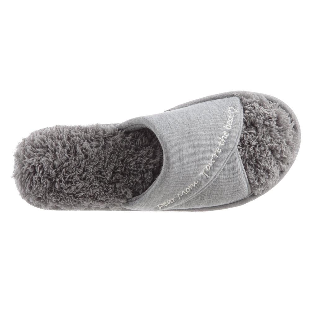Women's Mother's Day Slide Slippers Ash Grey Top View quote reads Dear Mom, You're the best