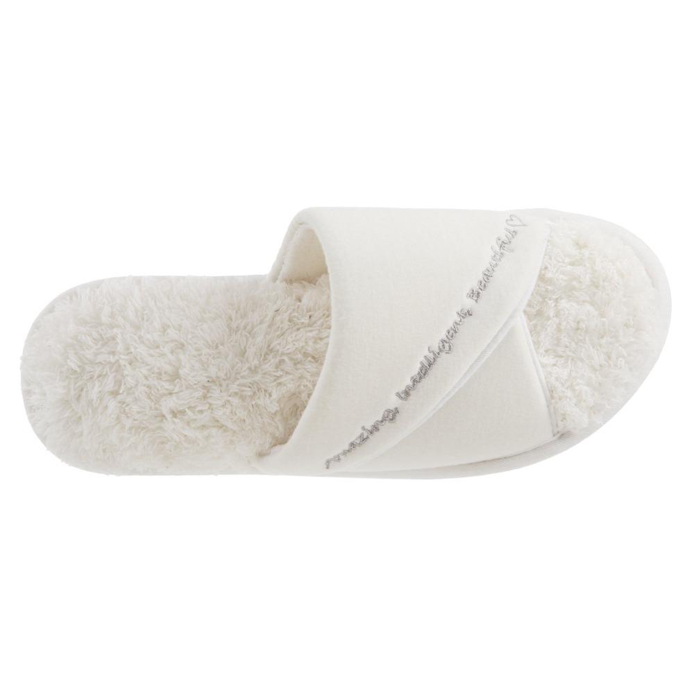 Women's Mother's Day Slide Slippers Ewe (White) Top View quote reads Amazing, Intelligent, Beautiful