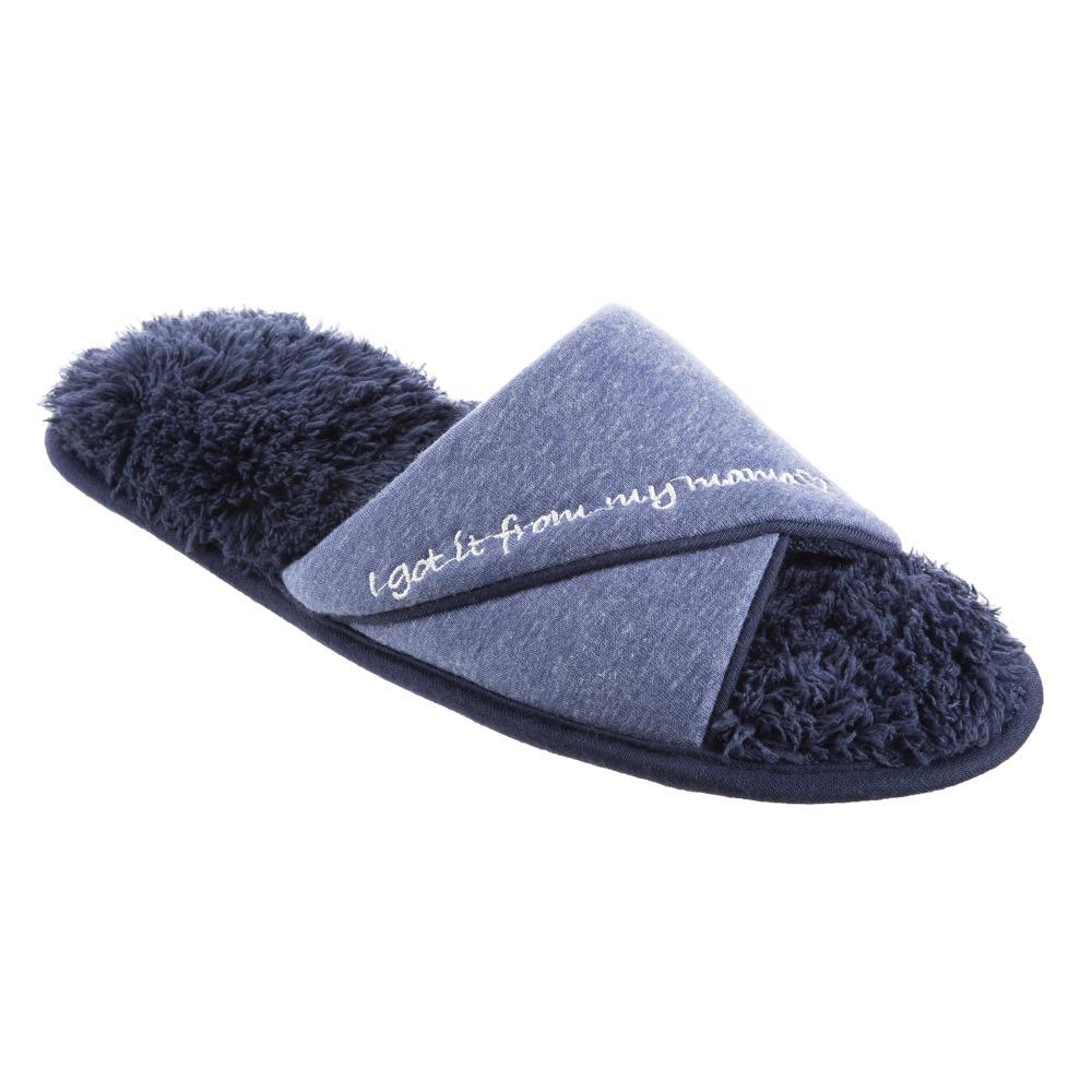 Women's Mother's Day Slide Slippers Navy Blue Quarter View