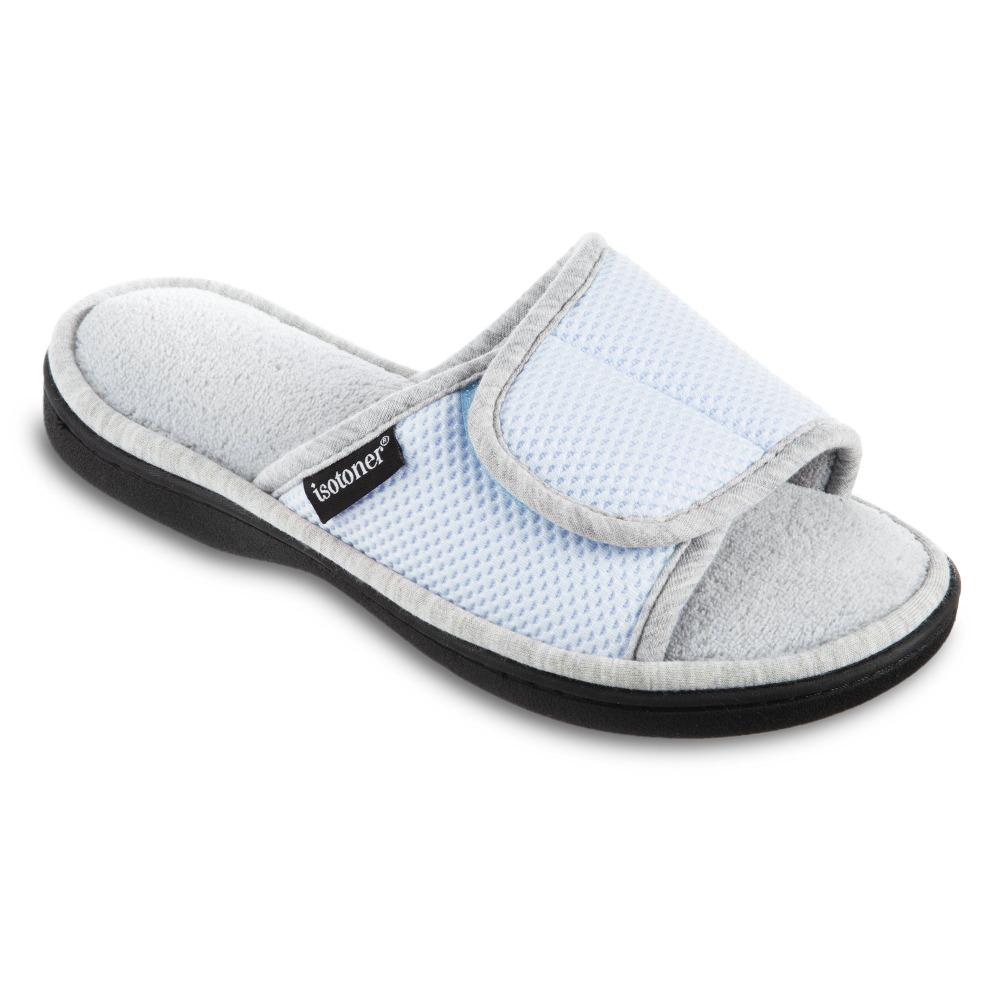 Women's Adjustable Slide Slippers in Pale Blue Right Angled View