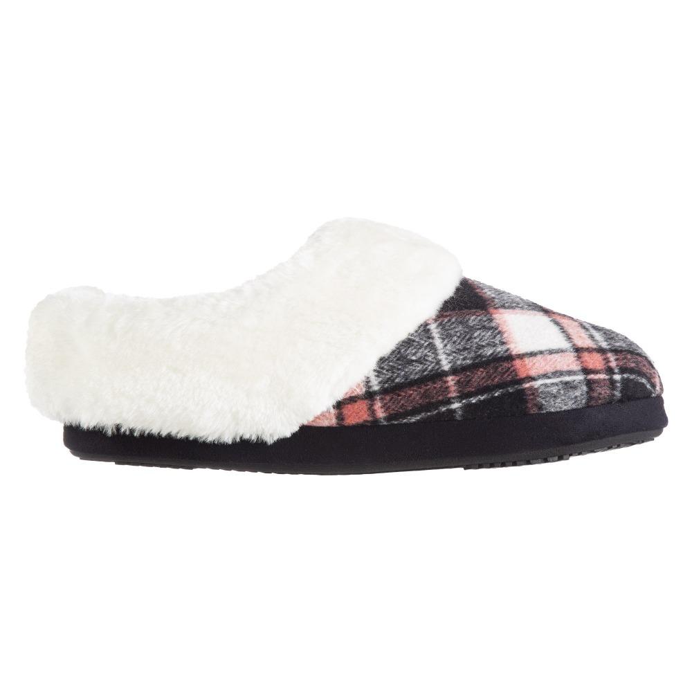 Women's Plaid Page Hoodback Slippers in Black Profile