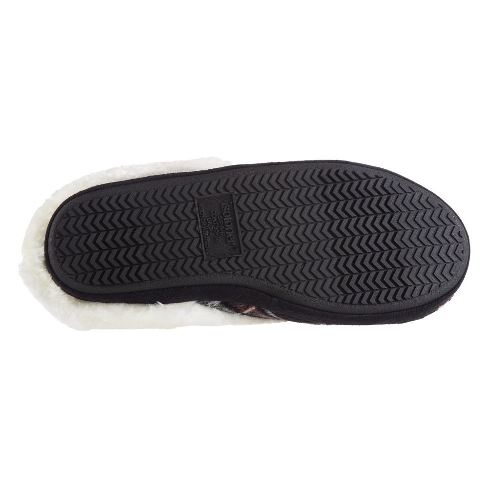 Women's Plaid Page Hoodback Slippers in Black Bottom Sole Tread