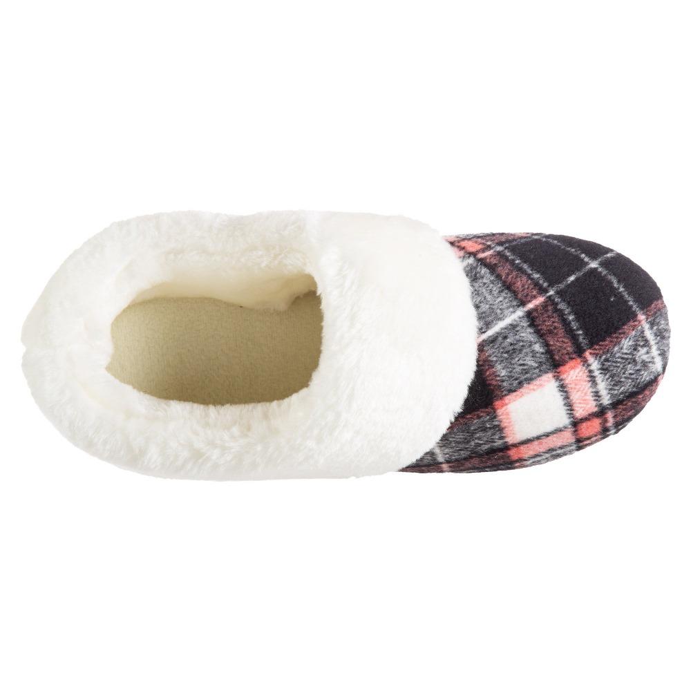 Women's Plaid Page Hoodback Slippers in Black Inside Top View