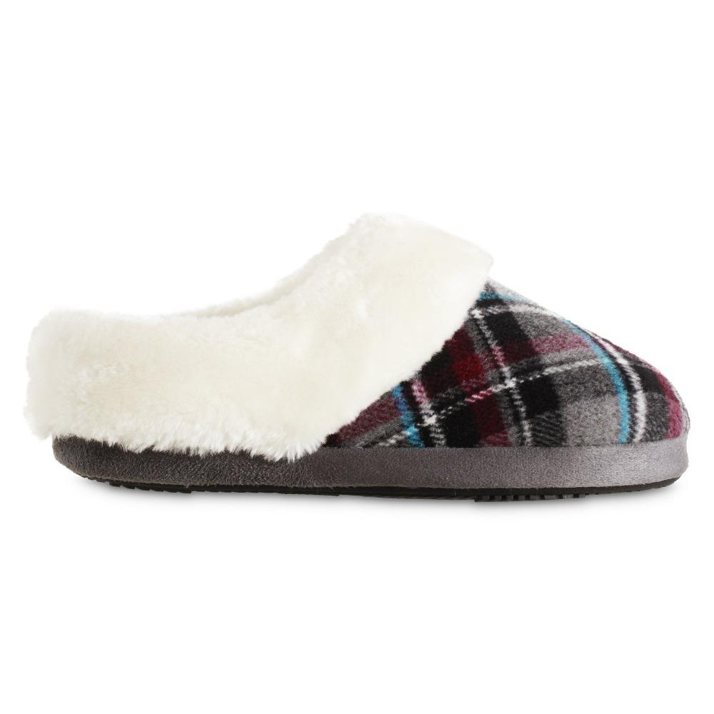 Women's Plaid Page Hoodback Slippers in Dark Heathered Charcoal Profile