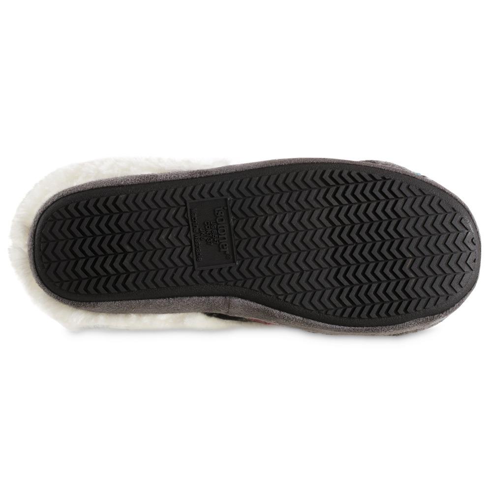 Women's Plaid Page Hoodback Slippers in Dark Heathered Charcoal Bottom Sole Tread