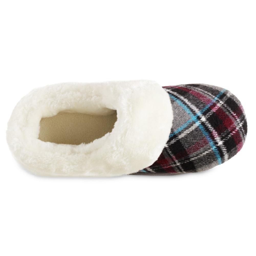 Women's Plaid Page Hoodback Slippers in Dark Heathered Charcoal Inside Top View