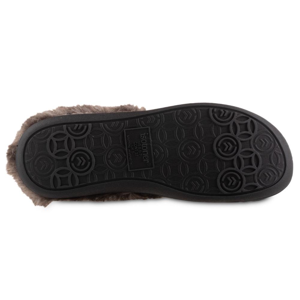 Women’s Velour Sabrine Hoodback Slippers in Black Bottom Sole Tread