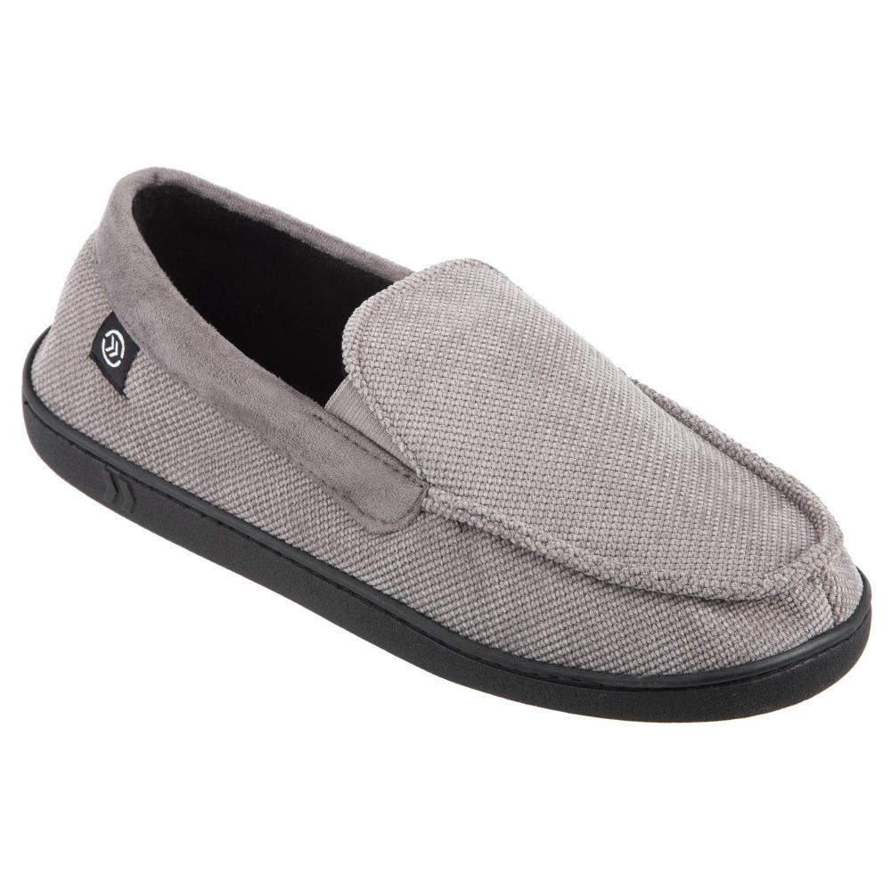 Men's Diamond Corduroy Moccasin Slippers in Ash (Grey) Quarter View