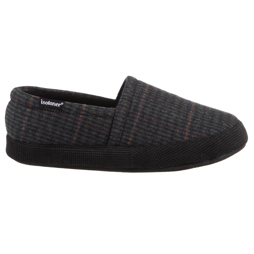 Men's Plaid Liam Closed Back Slippers in Black (Plaid pattern)