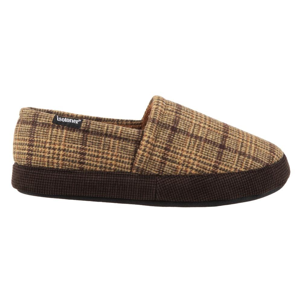 Men's Plaid Liam Closed Back Slippers in Dark Chocolate (Plaid pattern)