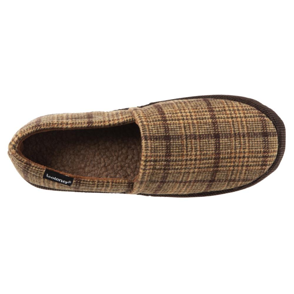 Men's Plaid Liam Closed Back Slippers in Dark Chocolate (Plaid pattern) Top View