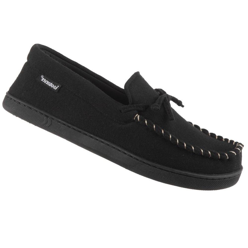 Men's Faux Wool Blake Moccasin Slippers in Black