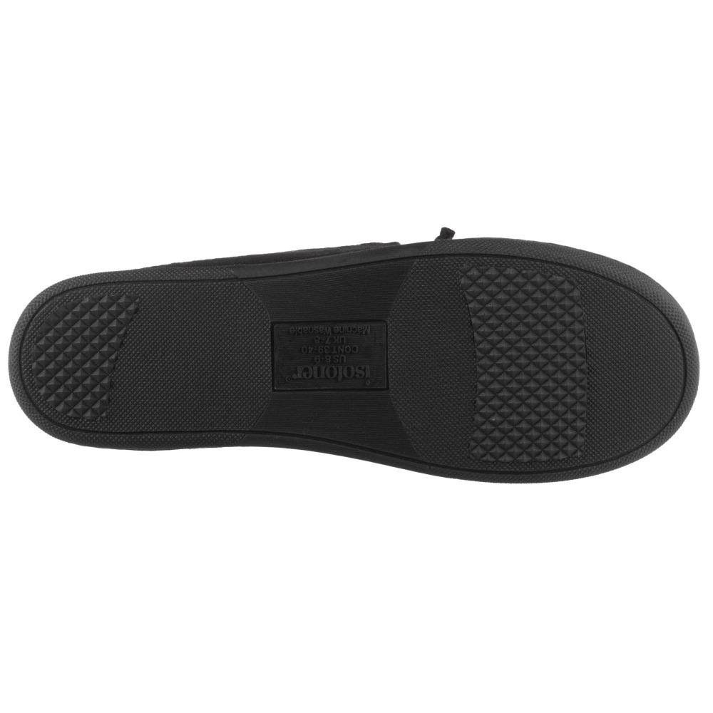 Men's Faux Wool Blake Moccasin Slippers in Black Sole View