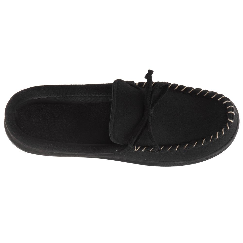 Men's Faux Wool Blake Moccasin Slippers in Black Top View