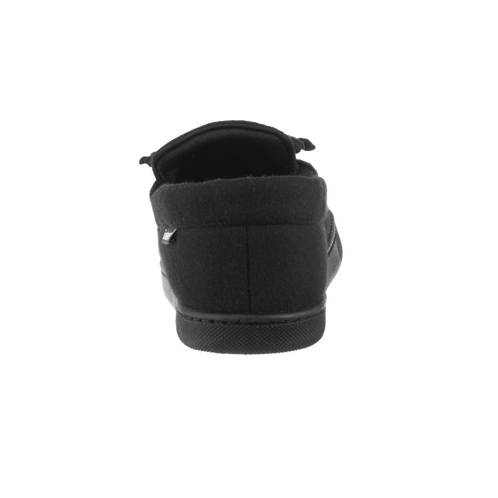 Men's Faux Wool Blake Moccasin Slippers in Black Heel View