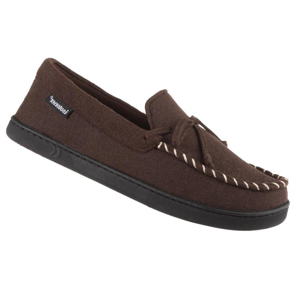 Men's Faux Wool Blake Moccasin Slippers in Dark Chocolate