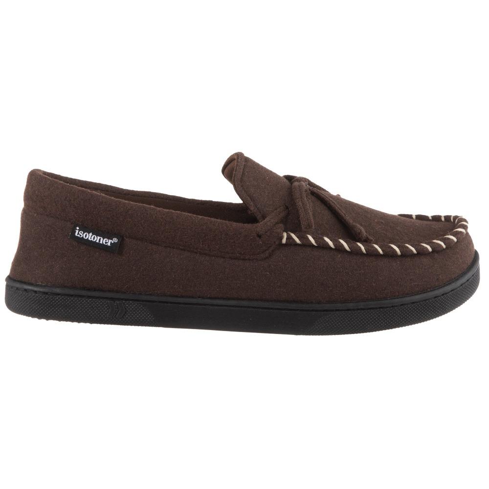 Men's Faux Wool Blake Moccasin Slippers in Dark Chocolate Profile View