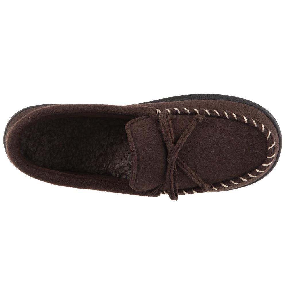 Men's Faux Wool Blake Moccasin Slippers in Dark Chocolate Top View